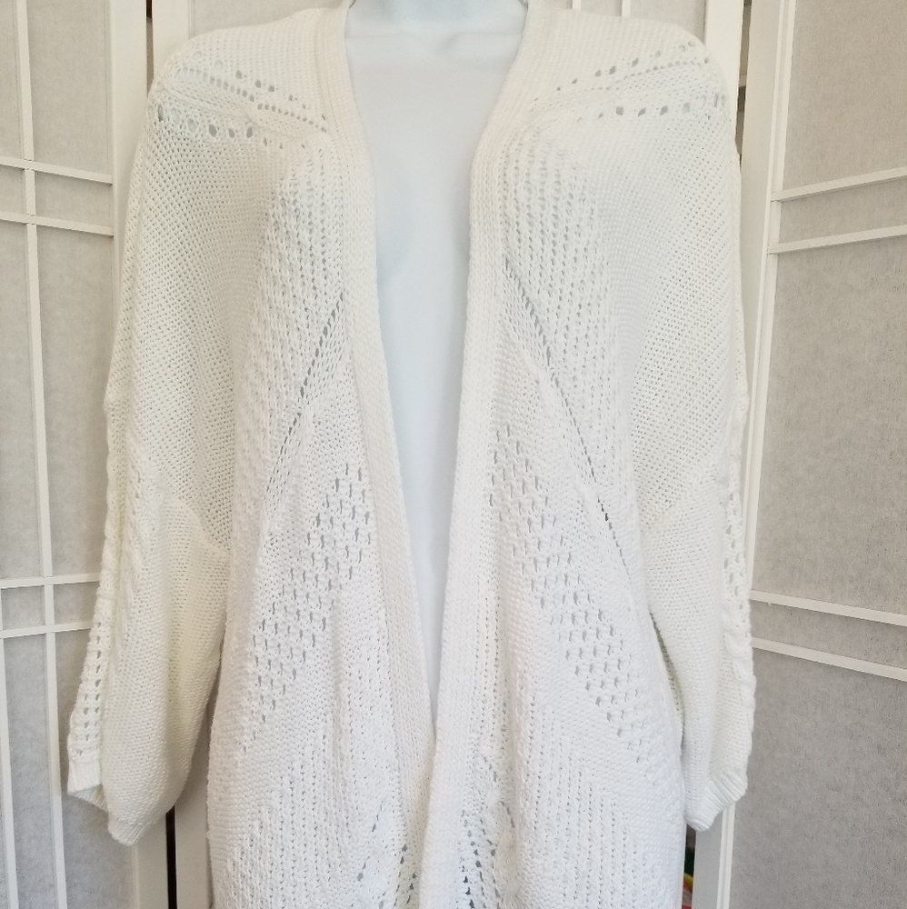 Peruna weekend white open knit cardigan UKβ¦